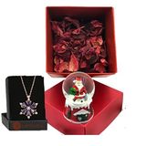 Lapidaria Hediye Kutusunda Yılbaşı Noel Baba Temalı Işıklı Minik Boy Kar Küresi Lotus Kolye