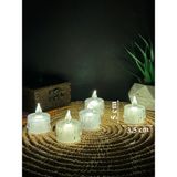 Lapidaria Titreyen Alevli Kristal Erimiş LED Mum 3'lü Hareket Alevli Eriyen Yapay Mum Pilli LED - 5 Adet - Beyaz