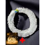 Lapidaria Yılbaşı Işıklı Çam Dekoratif Garland Çam Ağaçı Dalı Sarmal Tel 5 Metre, Beyaz