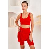 LAPİENO 254264 Şort Etekli Bikini Takım KIRMIZI