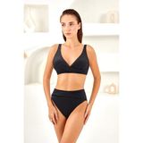 Lapieno 4265-P Taş Baskı Balenli Büyük Beden Bikini - Siyah - 48
