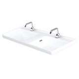 Lapino Quattro 120 cm Konsollu Etejerli Çift Bölme Beyaz Renk Lavabo