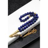 Lapis Lazuli Doğal Taş 925 Ayar Gümüş Tesbih 7 Mm Küre Kesim - T-1784