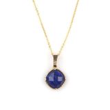 Lapis Lazuli Doğal Taş Gold Renkli Kolye KLY-1227