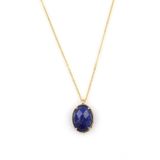 Lapis Lazuli Doğal Taş Gold Renkli Kolye KLY-1252
