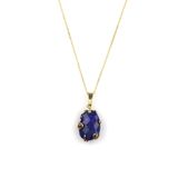 Lapis Lazuli Doğal Taş Gold Renkli Kolye KLY-897