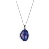 Lapis Lazuli Doğal Taş Gümüş Renkli Kolye KLY-1015