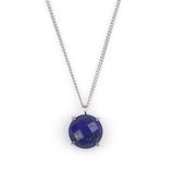 Lapis Lazuli Doğal Taş Gümüş Renkli Kolye KLY-1155