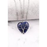 Lapis Lazuli Doğal Taş Tel Sarmalı Kalp Kolye