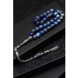 Lapis Lazuli Doğal Taş Tesbih 925 Ayar Gümüş 8 mm Küre Kesim TSB-0197