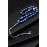 Lapis Lazuli Doğal Taş Tesbih 925 Ayar Gümüş 8 mm Küre Kesim TSB-0198