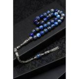 Lapis Lazuli Doğal Taş Tesbih 925 Ayar Gümüş 8 Mm Küre Kesim