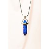Lapis Lazuli Doğal Taşı Zincirli El Yapımı Tasarımlı Kolye Uç: 3,5 cm Zincir: 20 cm Kutulu