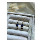 Lapis Lazuli Taşı Yıldız Detaylı Küpe El Yapımı Altın Kaplama