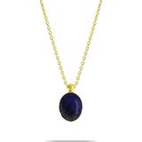 Lapis Lazuli Taşlı Altın Yaldızlı Gümüş Kolye 7342