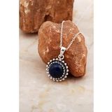 Lapis Lazuli Taşlı Telkari İşlemeli Gümüş Kolye 8031