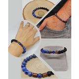 Lapis & Oniks Taşı 8mm Unisex Tasarım Bileklik Hawaii Model (9420)