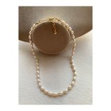 Lapismar atelier 3 Mm Minik Gerçek Arpa Inci Kolye, Minimal Küçük Inci Kolye, Choker Inci, Gelin Kolyesi