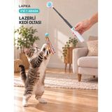 Lapka 2'si 1 Arada Lazerli Teleskopik Kedi Oltası, Ayarlanabilir Ipli ve Değiştirilebilir Uçlu Kedi Oyuncağı - Mavi