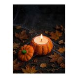 LappeL El Yapımı Mini Balkabağı Mumluk - Kapaklı Taş Tozu Tealight Mumluk - Saplı Kapaklı Dekor - Tealight Mum Hediyeli