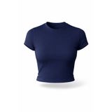 LAPS Kadın Düz Crop Tişört Basic Pamuk Likralı