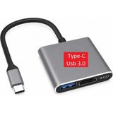 Laptify Macbook ile Uyumlu Type-C 3 In 1, 1080P HDMI USB 3.0, Usb, Hub, HDMI Dönüştürücü 3'ü 1 Arada - Uzay Gri - Type-C Şarj Girişli - USB, Hub, HDMI USB 3.0