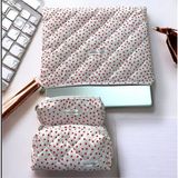 Laptop Çantası Üçlü Takım - Koyu Kırmızı - 13-14inç kalp desen