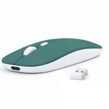 Laptop İçin İnce Kablosuz Mouse Bluetooth Bağlantı Şarjlı Batarya Usb Alıcılı Taşınabilir Tasarım Haki
