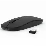 Laptop İçin İnce Kablosuz Mouse Bluetooth Bağlantı Şarjlı Batarya Usb Alıcılı Taşınabilir Tasarım Siyah