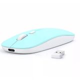 Laptop İçin İnce Kablosuz Mouse Bluetooth Bağlantı Şarjlı Batarya Usb Alıcılı Taşınabilir Tasarım Turkuaz