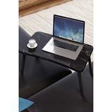 Laptop Sehpası Katlanabilir Yatak Koltuk Üstü Kahvaltı Bilgisayar Sehpası (Siyah Mermer)