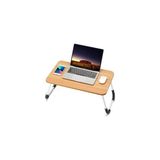 Laptop Sehpası Masası Katlanabilir Yatak Koltuk Üstü Kahvaltı Bilgisayar Sehpası - Ahşap - Bej - Siyah