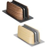 Laptop Standı Ahşap Dual Çift Tutucu Masaüstü Macbook Tablet Telefon Standı - Kahverengi