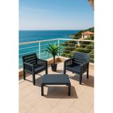 Lara 1+1 S Bahçe Balkon Teras Oturma Grubu Mindersiz - Antrasit