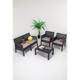 Lara 2 1 1 S Bahçe Takımı Balkon - Bahçe - Teras Mobilyası / Antrasit Gri
