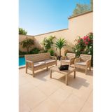 Lara 3+1+1 S Bahçe Balkon Teras Oturma Grubu Minderli - Cappucino