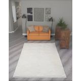 Lara Bukleli Desenli Yumuşacık Peluş Halı Salon Oturma Odası Mutfak Koridor Halısı 9400A Krem