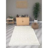 Lara Bukleli Desenli Yumuşacık Peluş Halı Salon Oturma Odası Mutfak Koridor Halısı 9401A Krem