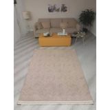 Lara Bukleli Desenli Yumuşacık Peluş Halı Salon Oturma Odası Mutfak Koridor Halısı 9401C Vizon
