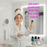 Lara Collectıon Tek Kullanımlık Otel Buklet 100 Adet Şampuan 100 Adet Duş Jeli 100 Adet Saç Kremi 35 ml 100 Adet Sabun