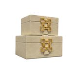 Lara Decor Krem Deri 2'li Dekoratif Kutu