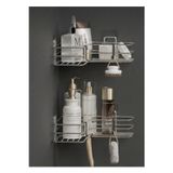 Lara Design Krom Gümüş 2Li Banyo Rafı Köşeliği Köşe Rafı Yapışkanlı Duş Şampuanlık Düzenleyici Organizer