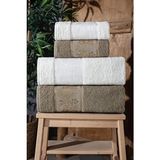 Lara Kutulu 4'lü Banyo Havlusu | Havlu Takımı | Havlu | Havlu Seti I Hamam Seti I Çeyiz Havlusu - Kahverengi - 50 x 90 cm