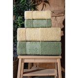 Lara Kutulu 4'lü Banyo Havlusu | Havlu Takımı | Havlu | Havlu Seti I Hamam Seti I Çeyiz Havlusu - Sarı - 50 x 90 cm
