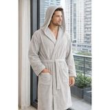 Lara Lisa Bambu Penye Iplik Yumuşak Dokulu Su Emiciliği Yüksek Unisex Kadın Erkek Bornoz - 2XL - Açık Gri