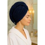 Lara Lisa Collection %100 Pamuk Düğmeli Lüx Lacivert Havlu Saç Bonesi