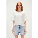Lara Oversize T-Shirt Off-White Beyaz Basic Kadın Tişört