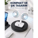 Laraheiser 720° Döner Çift Taraflı Masaüstü Vantilatör – USB Şarjlı Sessiz Fan - Renkli