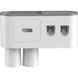 Laraheiser Çift Dispenserli Diş Macunu Sıkacağı 6 Fırçalık Bardaklı Banyo Organizer - Çok Renkli