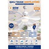 Laraheiser E27 Duylu Kumandalı 6 Kanatlı Pervaneli Led Tavan Lambası 65W 3 Renk Işıklı Fanlı Avize Sessiz Çalışan Sinek Kaçıran